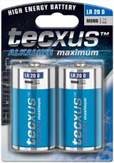 Tecxus LR20 D Alkaline Battery 2pk-0